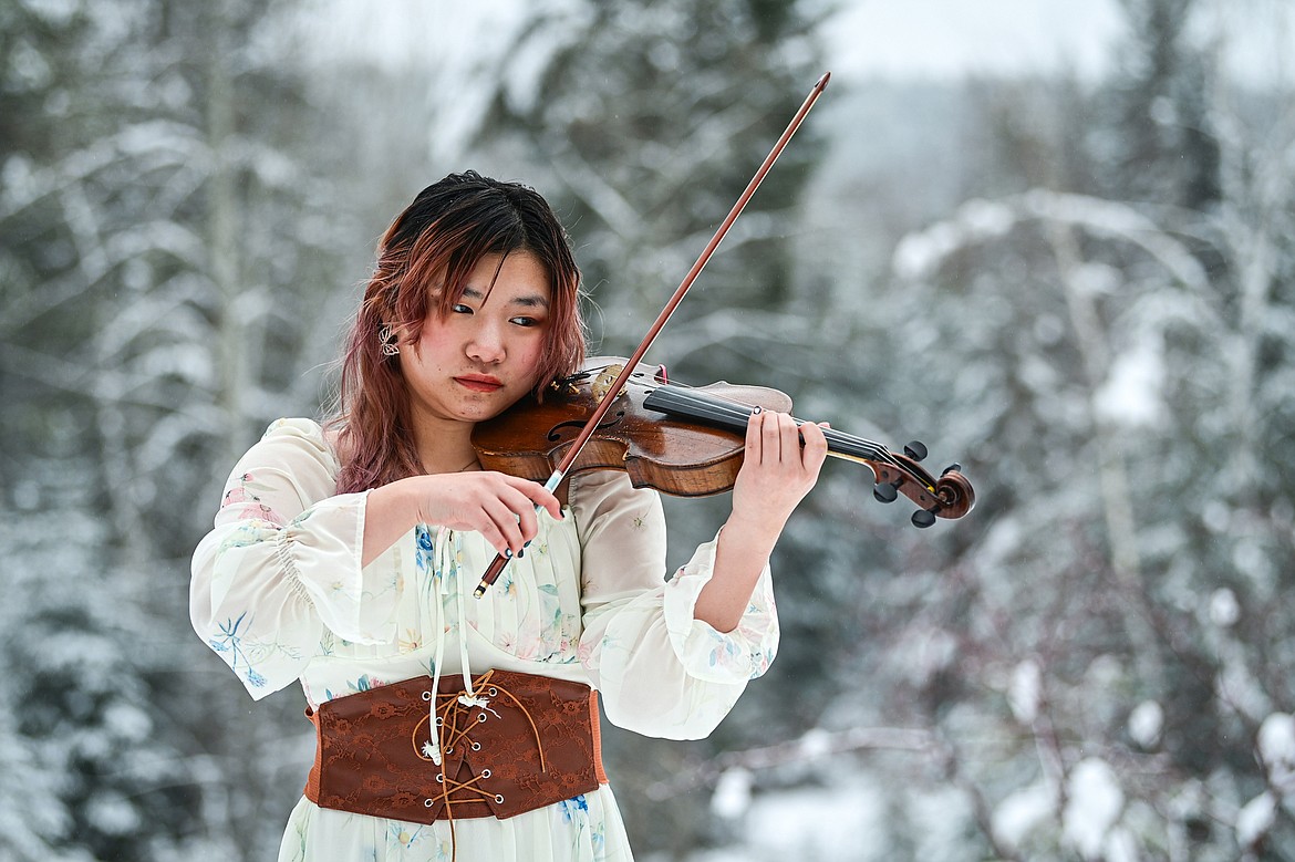 Violinist JiaJia Farr on Wednesday, Jan. 8. (Casey Kreider/Daily Inter Lake)