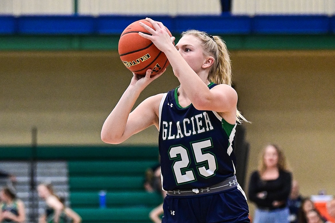 Glacier's Cazz Rankosky (25) shoots in the second quarter against Helena Capital at Glacier High School on Saturday, Jan. 11. (Casey Kreider/Daily Inter Lake)