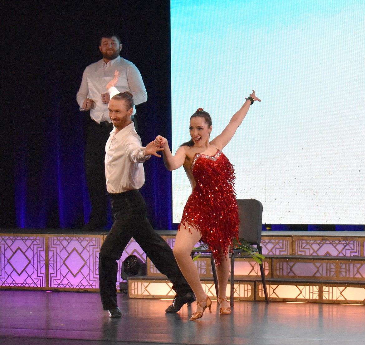 Logan Mims performs a shimmering salsa at Dancing with the Moses Lake Stars Saturday.