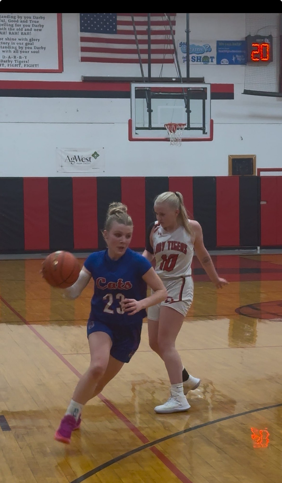 Superior's Maggie Haworth drives past a Darby player on her way to the basket during their game this past Friday in Darby. (Courtesy photo)