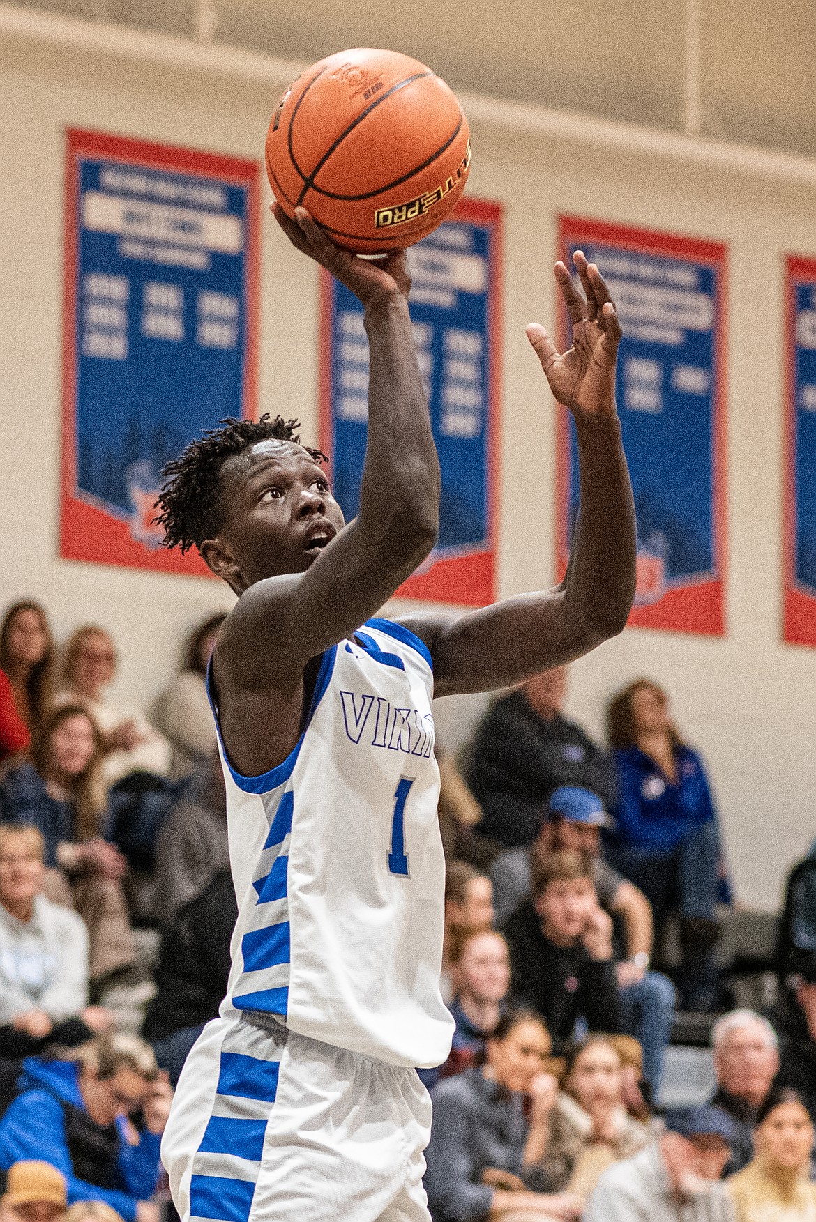 Tamret Savik tries for two for the Vikings in their first home game of the season on Tuesday, Jan. 7 vs. Hamilton. (Avery Howe/Bigfork Eagle photos)