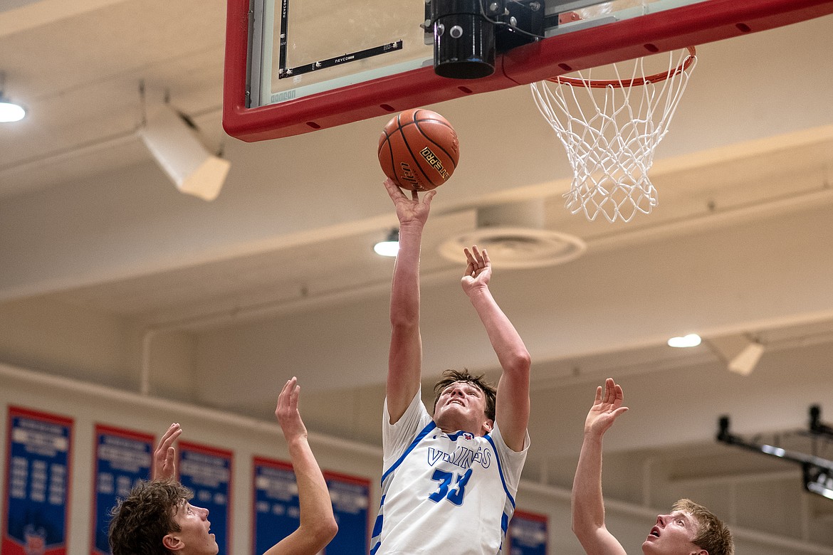 Jack Lucke makes two for the Vikings against Hamilton. (Avery Howe/Bigfork Eagle)