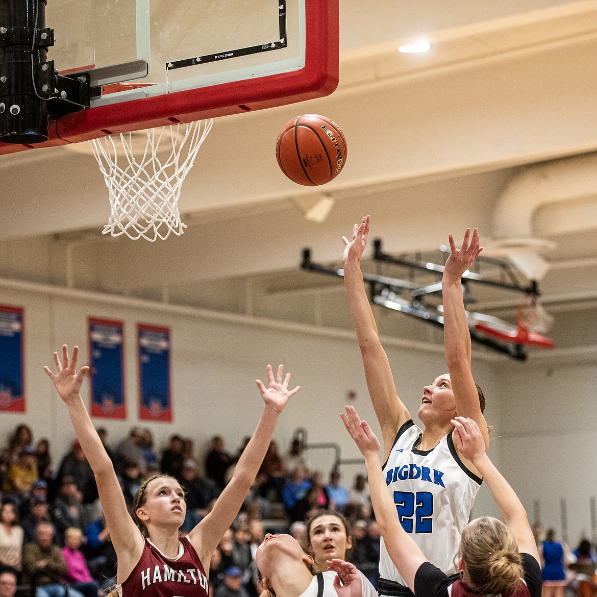 Somer Campos makes two for the Vals Thursday. (Avery Howe/Bigfork Eagle)