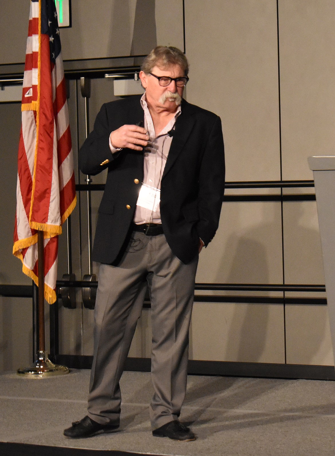 WSU Professor T. Randall Fortenbery delivers his ag economic forecast at the 2024 Spokane Ag Show. Fortenbery will return to the show this year.