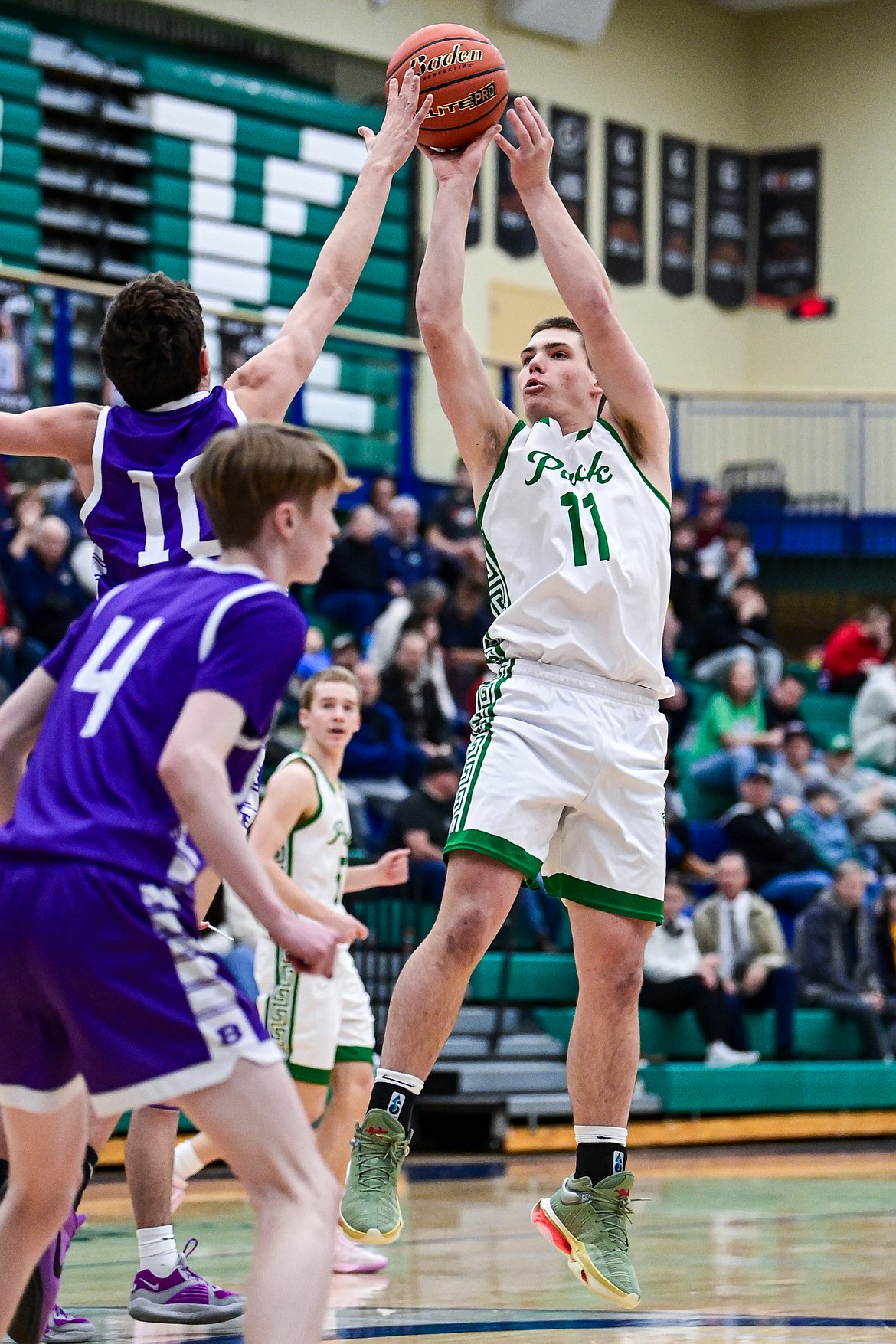 Glacier's Asher Knopik (11) shoots in the first quarter against Butte at Glacier High School on Friday, Jan. 17. (Casey Kreider/Daily Inter Lake)