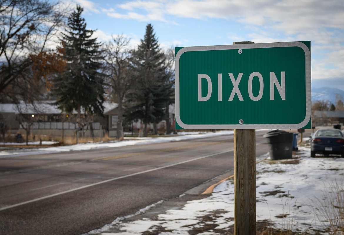 A sign marks the entrance to the town of Dixon in Sanders County. The CSKT Tribal Council has renamed the community Scilip. (Tracy Scott/Valley Press)