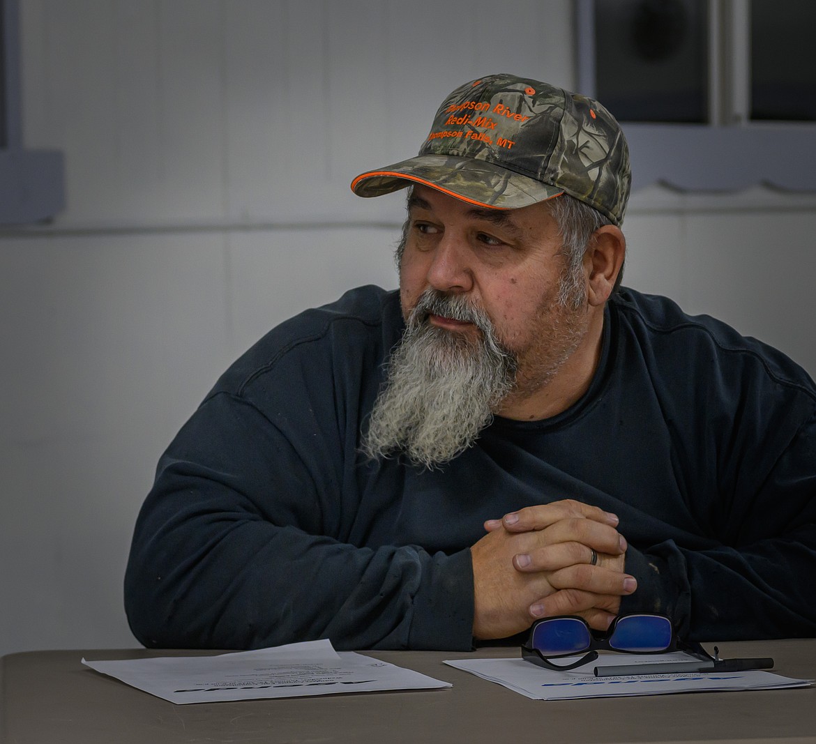 Rich Sanders discusses finding another demolition derby promoter for the 2025 Sanders County Fair at a meeting last week. (Tracy Scott/Valley Press)