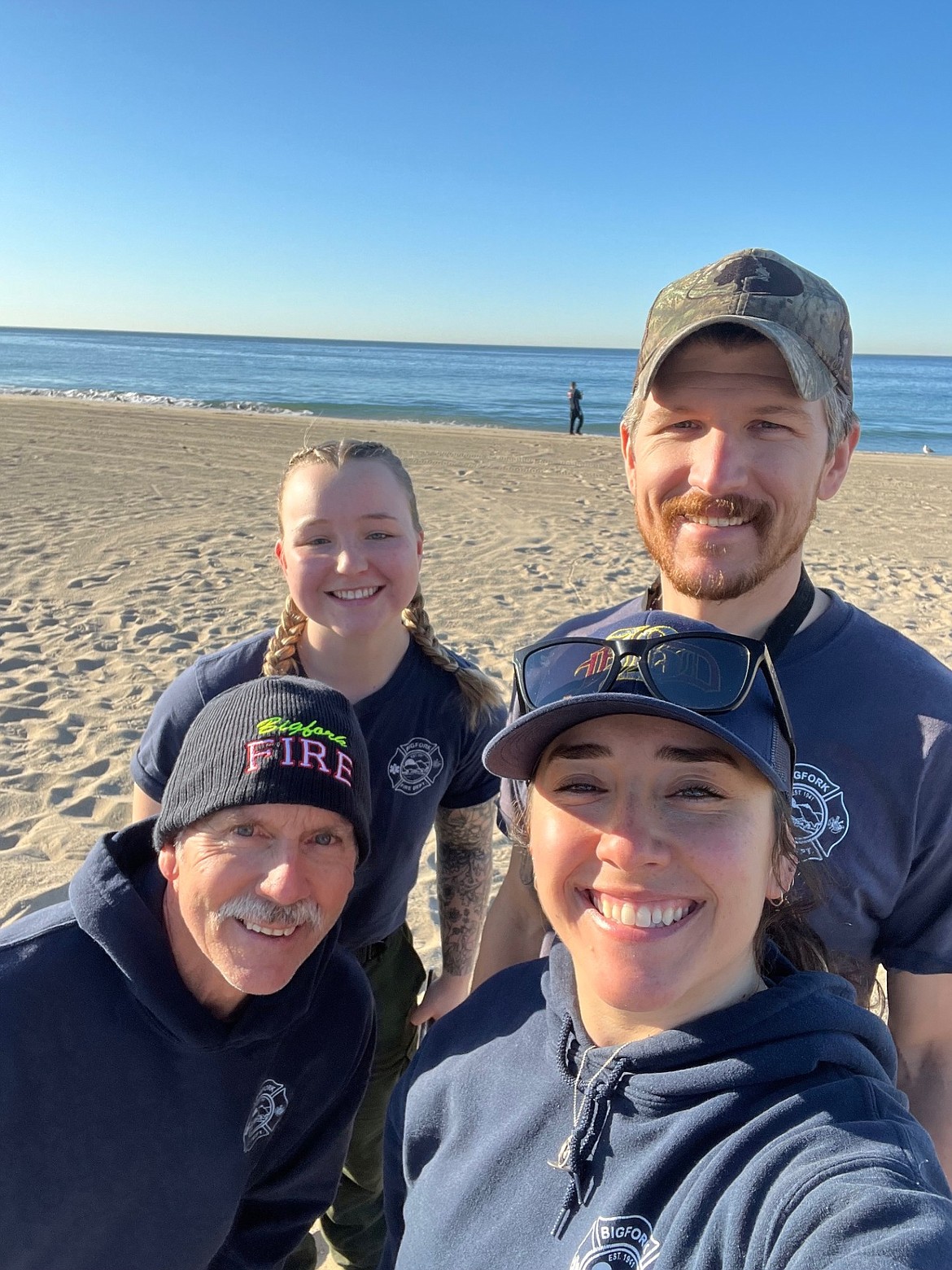 Bigfork Fire crew Shaney Fox, Paul Friend, Tom Pauley, and Jesse Barreto in California to aid with the Palisades Fire. (Courtesy/Bigfork Fire)