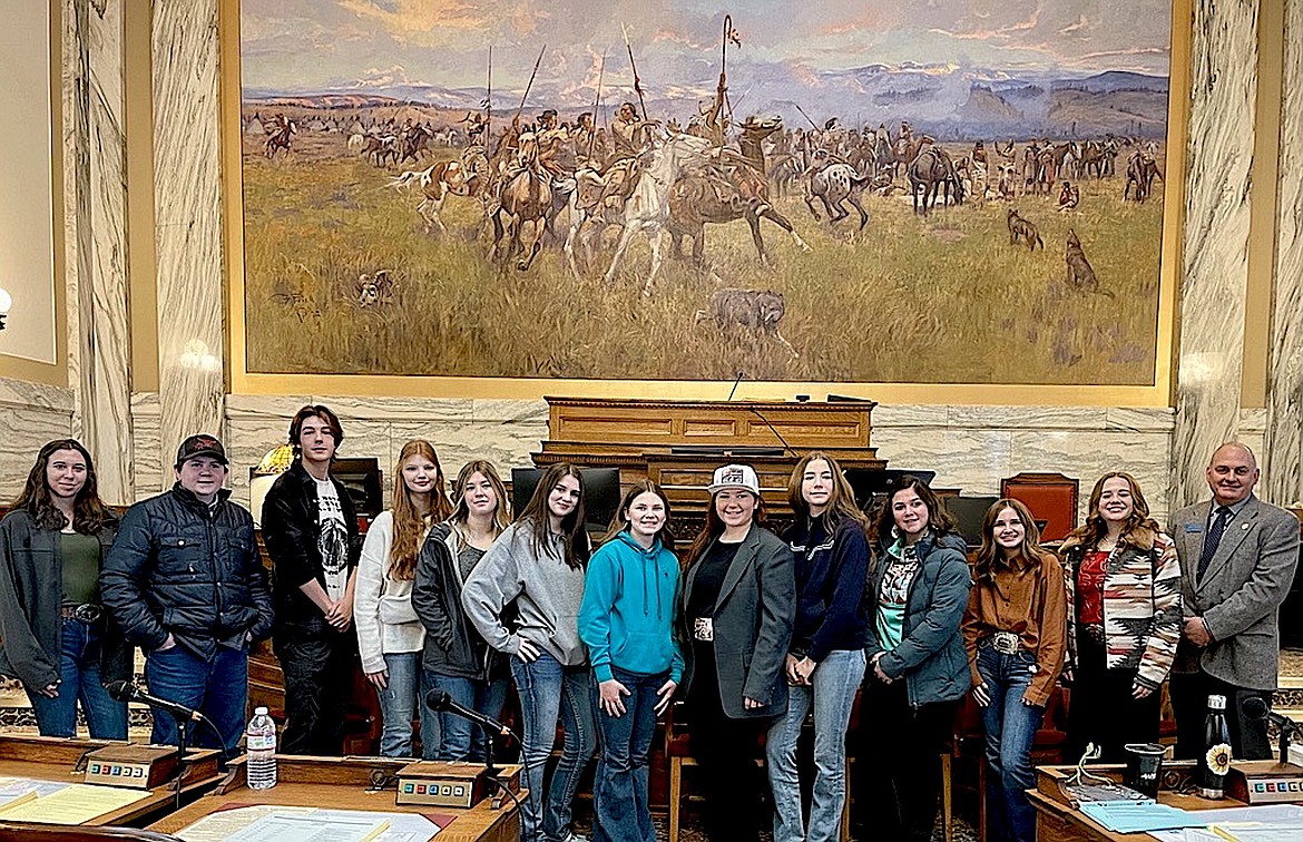 Members of the Lincoln County 4-H traveled to Helena Tuesday, Jan. 21, 2025, where they met with House District 2 Rep. Neil Duram. (Photo courtesy Kara Matthews)