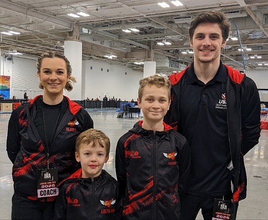 Courtesy photo
Avant Coeur Level 3s and 4s in Seattle at the Next Era Meet. From left are coach Blaike Dellara, Lochlan McGinnis, Kason Dellara and coach Matt Auerbach.