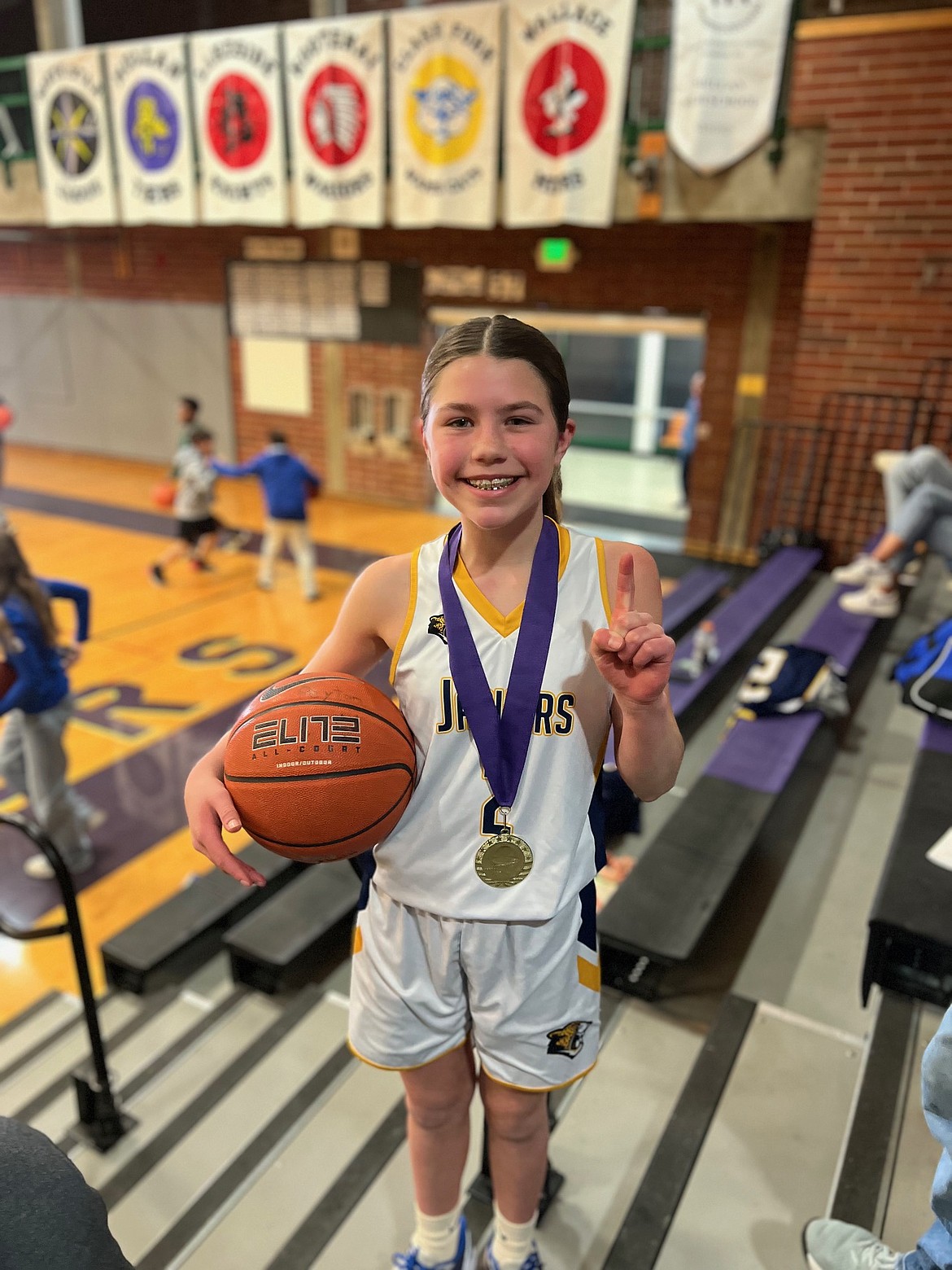 Courtesy photo
Peyton Brulotte, a sixth grader at Genesis Prep won the free throw competition for the girls last weekend at the Mullan Junior High basketball tournament, making 8 of 10 shots.