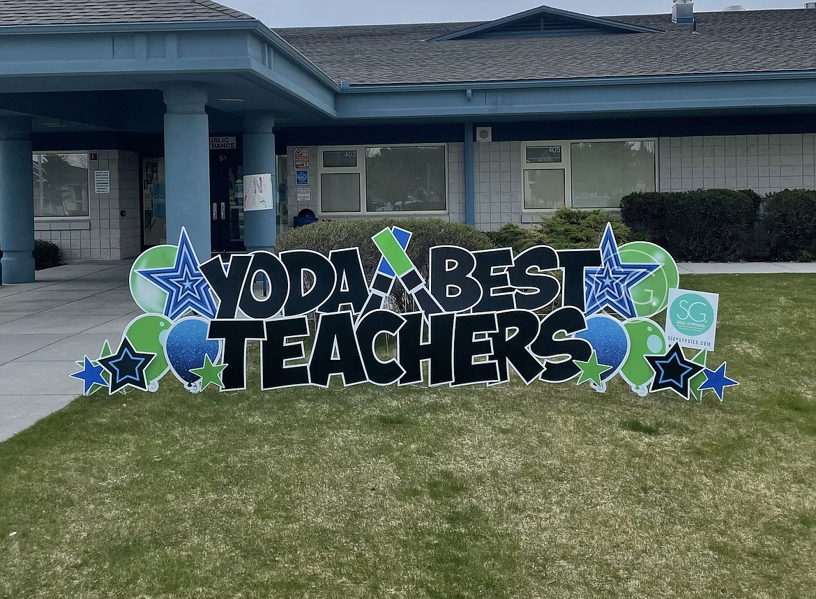 A custom teacher appreciation sign, designed by Elise Smith.