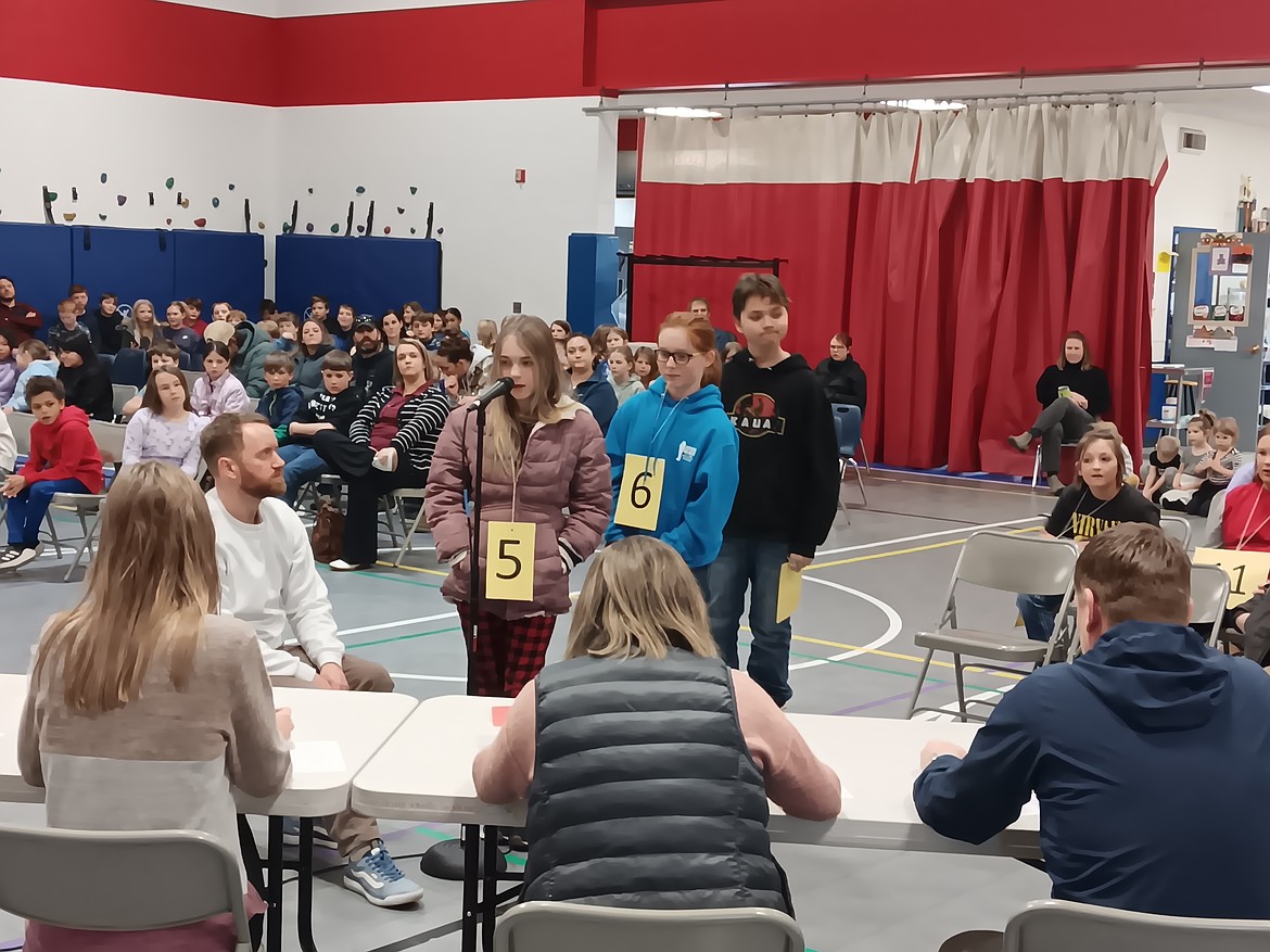 Contestants were instructed to look toward the judges after they completed spelling their word to see if they moved to the next round (green cards were displayed) or if a red card was shown, they could take their seat for the remainder of the contest. (Monte Turner/Mineral Independent)