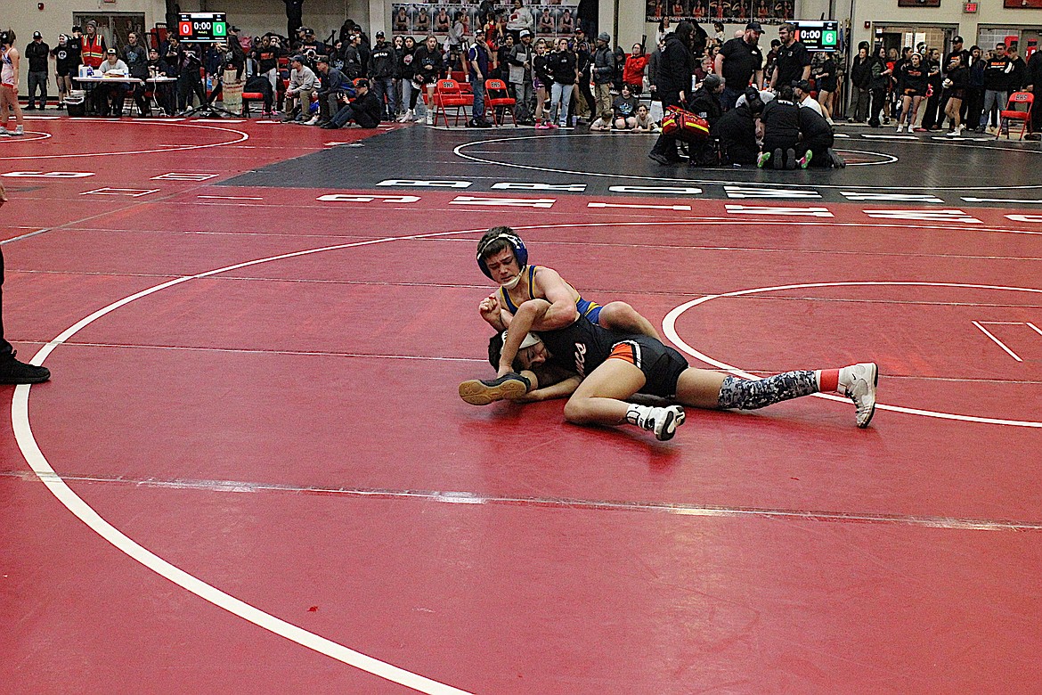 Libby Greenchain's Levi Nick placed third last weekend at the Western A Divisional boys wrestling tournament in Browning. (Photo courtesy Don Madison)