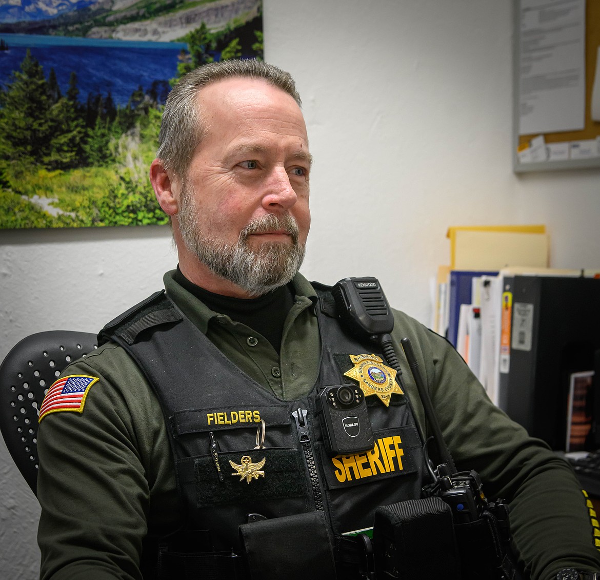 Sanders County Sheriff Shawn Fielders talks about school safety emergency protocols in the county. (Tracy Scott/Valley Press)