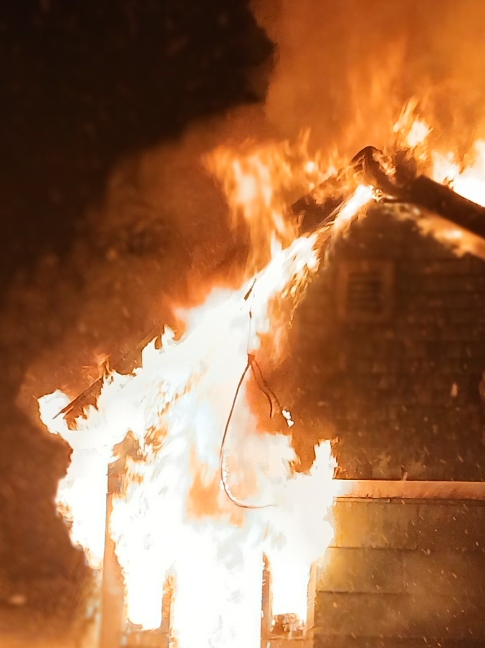 One fatality was reported from the home fire in DeBorgia last Wednesday night. Both the Westend Volunteer Fire Department and the St. Regis Volunteer Fire Department worked to extinguish it. (photo Kat Kittridge)