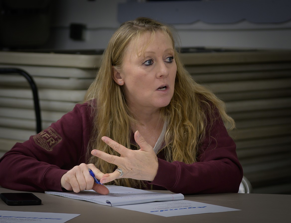 Sanders County Fair Board Manager Kristy Sheehan talks about options between having a demolition derby or a big named concert. (Tracy Scott/Valley Press)