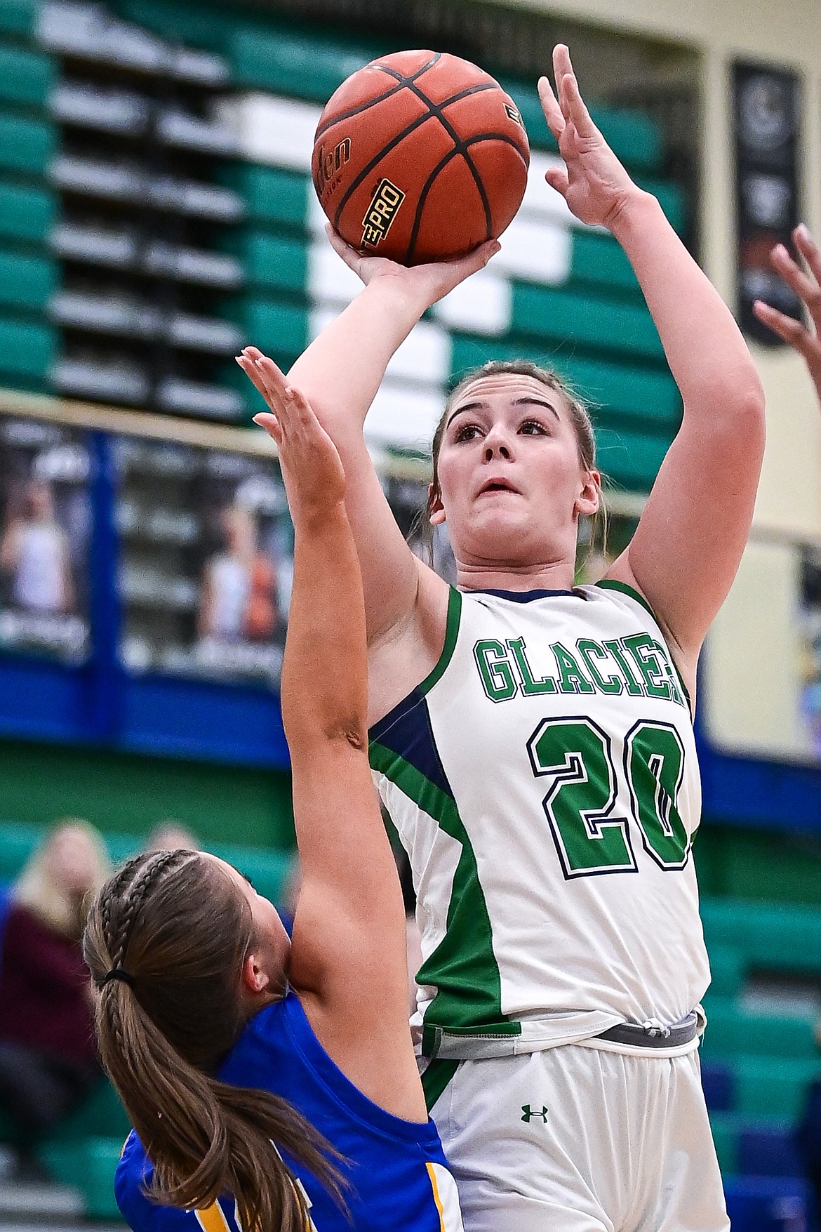 Glacier's Allie Krueger (20) shoots in the first quarter against Missoula Big Sky at Glacier High School on Tuesday, Feb. 11. (Casey Kreider/Daily Inter Lake)