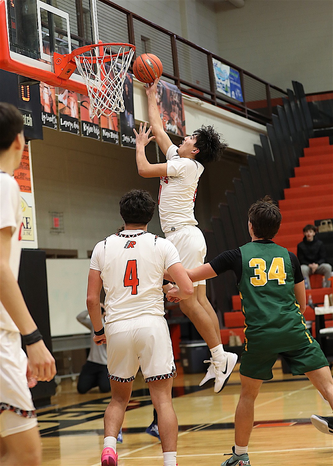 Chad Higgins puts one up for the Chiefs in their win against Whitefish last week. (Susan Lake photo)