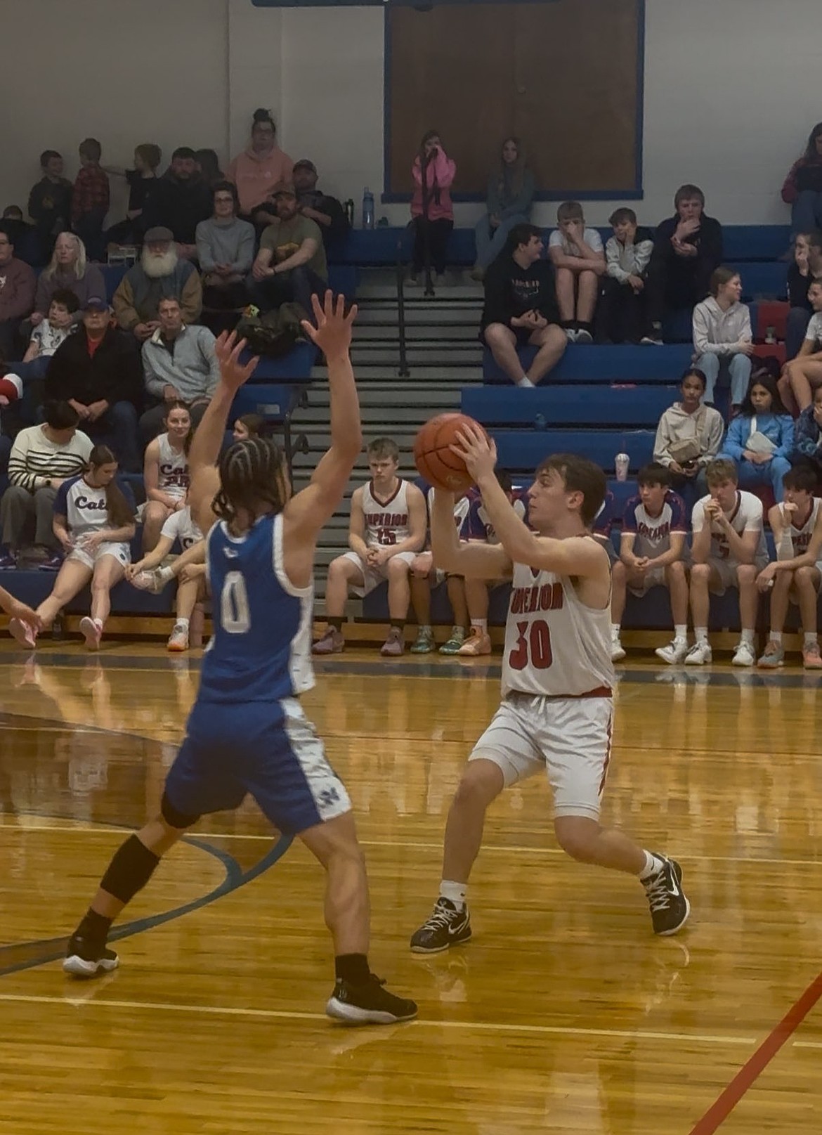 Superior sophomore guard Gannon Quinlan puts up a shot during the Bobcats' game against St. Ignatius this past Tuesday in Superior.  (Courtesy Superior staff)