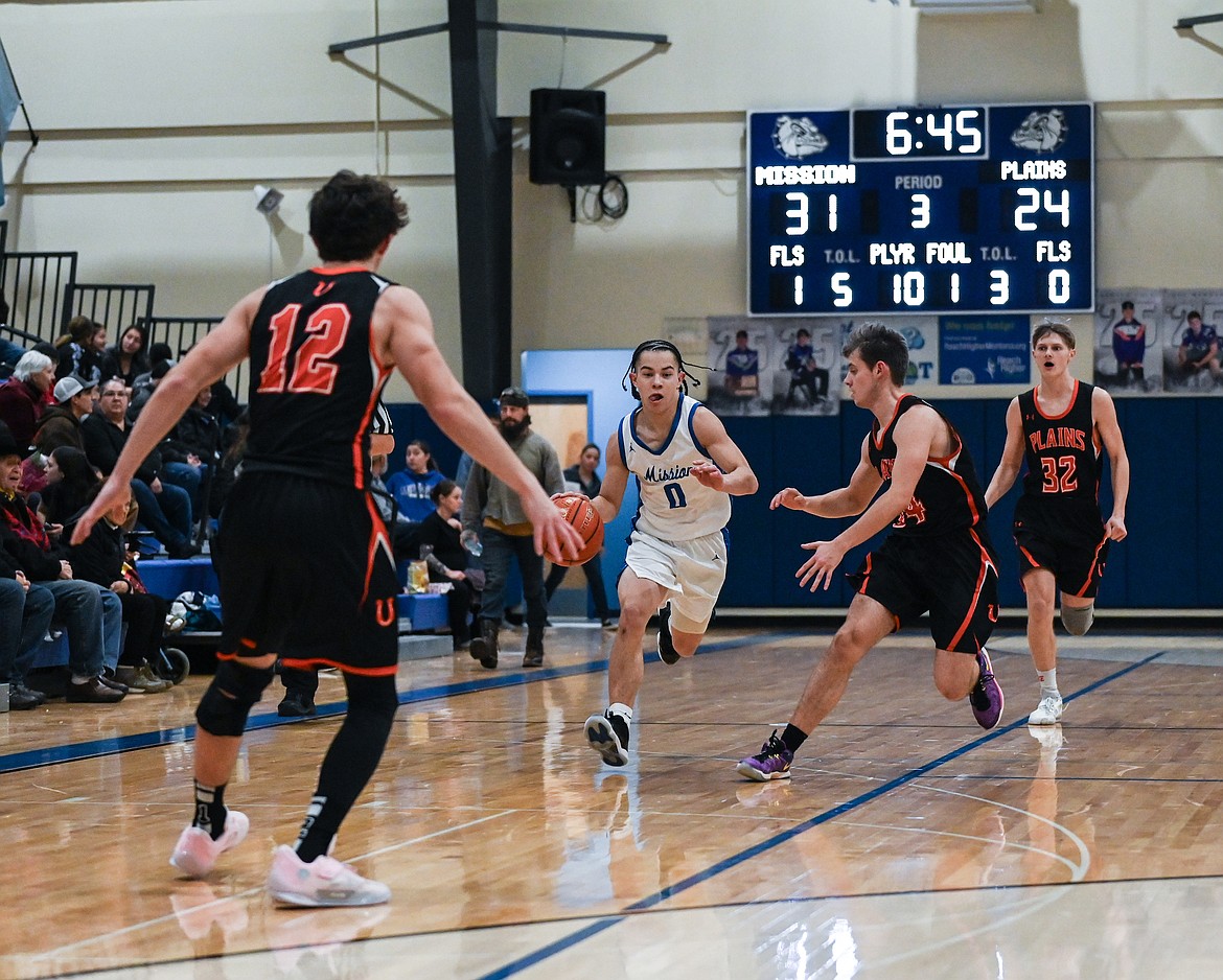 Mission’s Lex LaFrombois scored a new career-high of 45 points during last Thursday's 66-61 Senior Night victory over Plains. (Christa Umphrey photo)