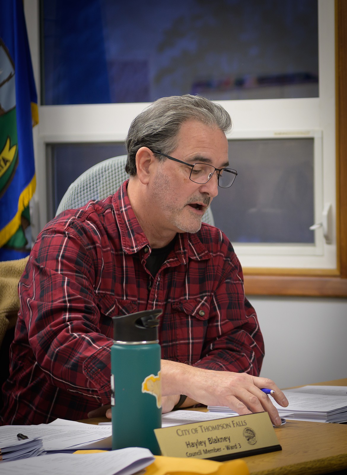 Thompson Falls Ward 1 Council Member Raoul Ribeiro speaks at last week's meeting. (Tracy Scott/Valley Press)