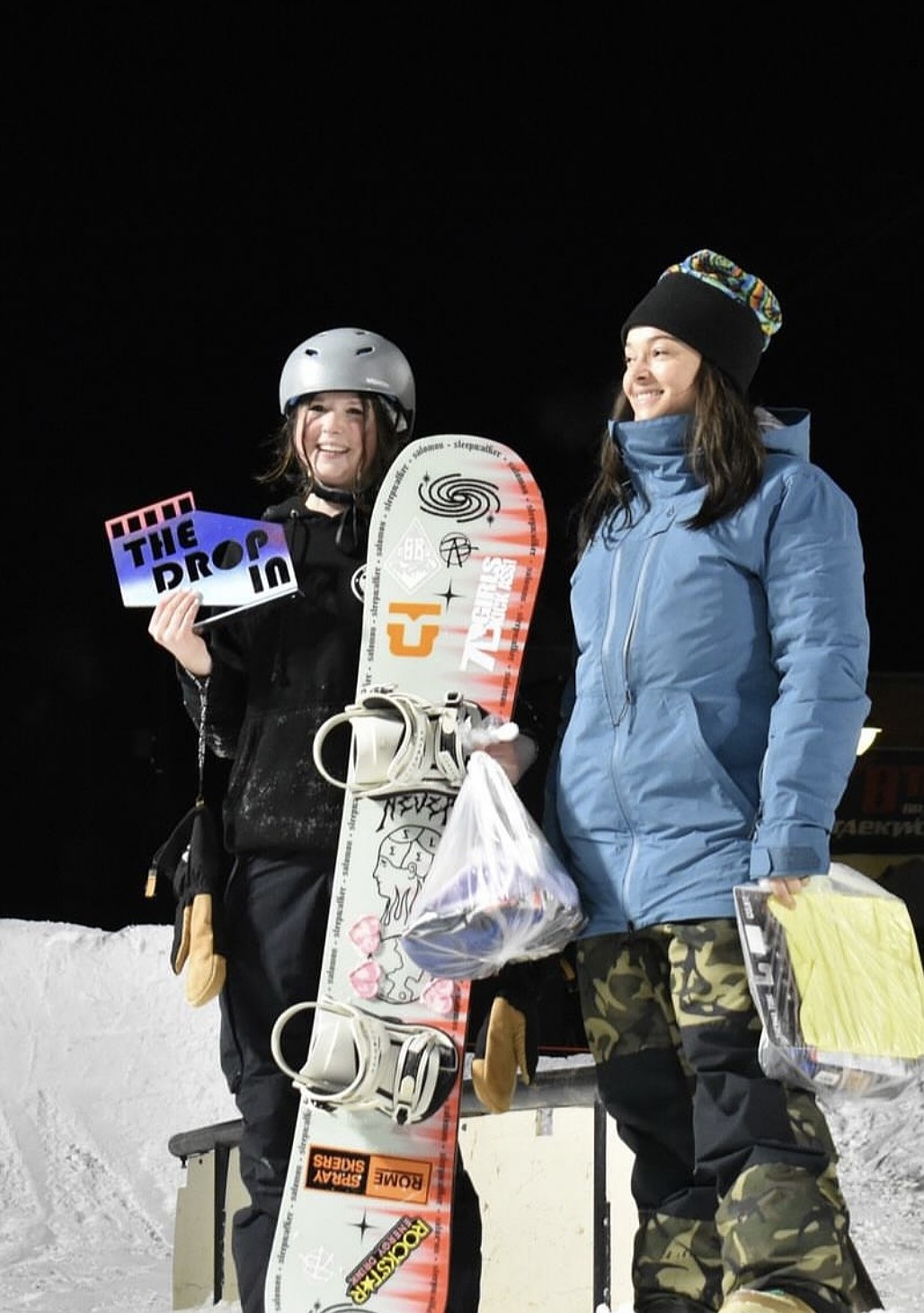 Bonners Ferry High freshman Kya Alderman, who won the Women's Snowboard division of the Drop-In Rail Jam Competition held Saturday, Feb. 8, as part of Chewelah Winterfest. This is a competition that is hosted by 49 Degrees North Ski Area and includes terrain park features amongst the streets of Chewelah.