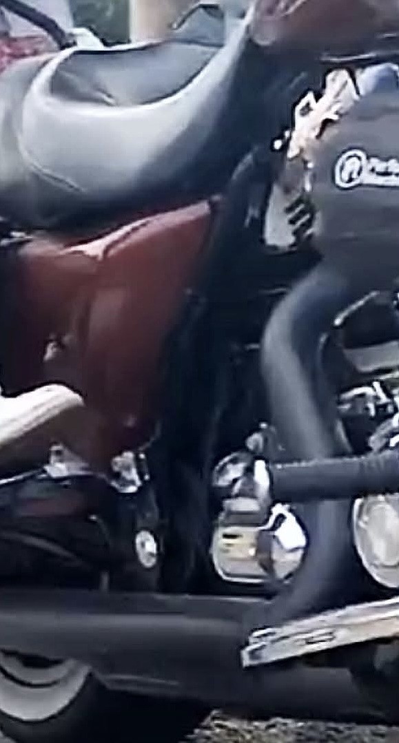 Investigators were able to connect with the owner of a Harley Davidson motorcycle through this partial image and a post to social media.