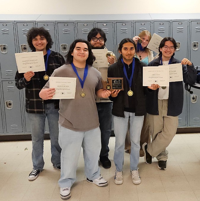 Javier Gonzalez, Kameron Martinez, Amiya Saha, Bisente DeLeon, Lawrence Minor and Ella Noble will represent the Moses Lake Mavericks at the Knowledge Bowl in Wenatchee later this month after taking home first place at a Feb. 24 competition.
