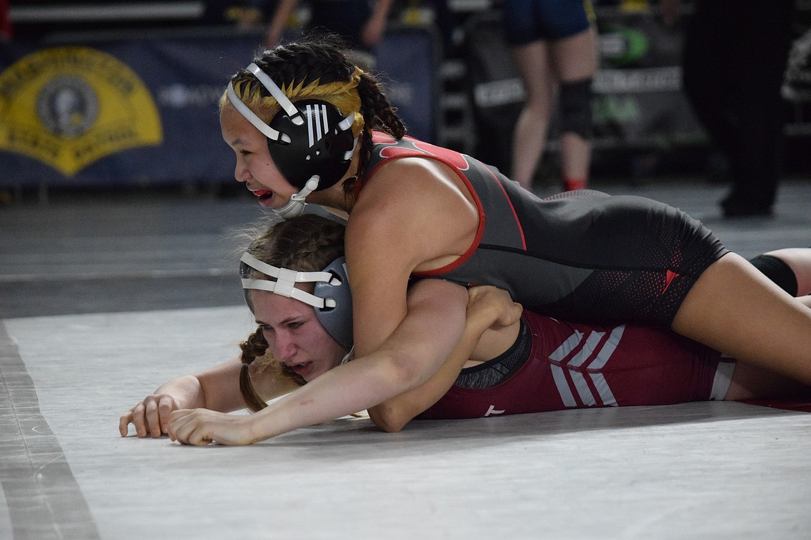 Grayce Mendez, 110, of Othello won by decision over Lucy Hornby of W.F. West. Mendez placed second in the tournament with 26 team points.