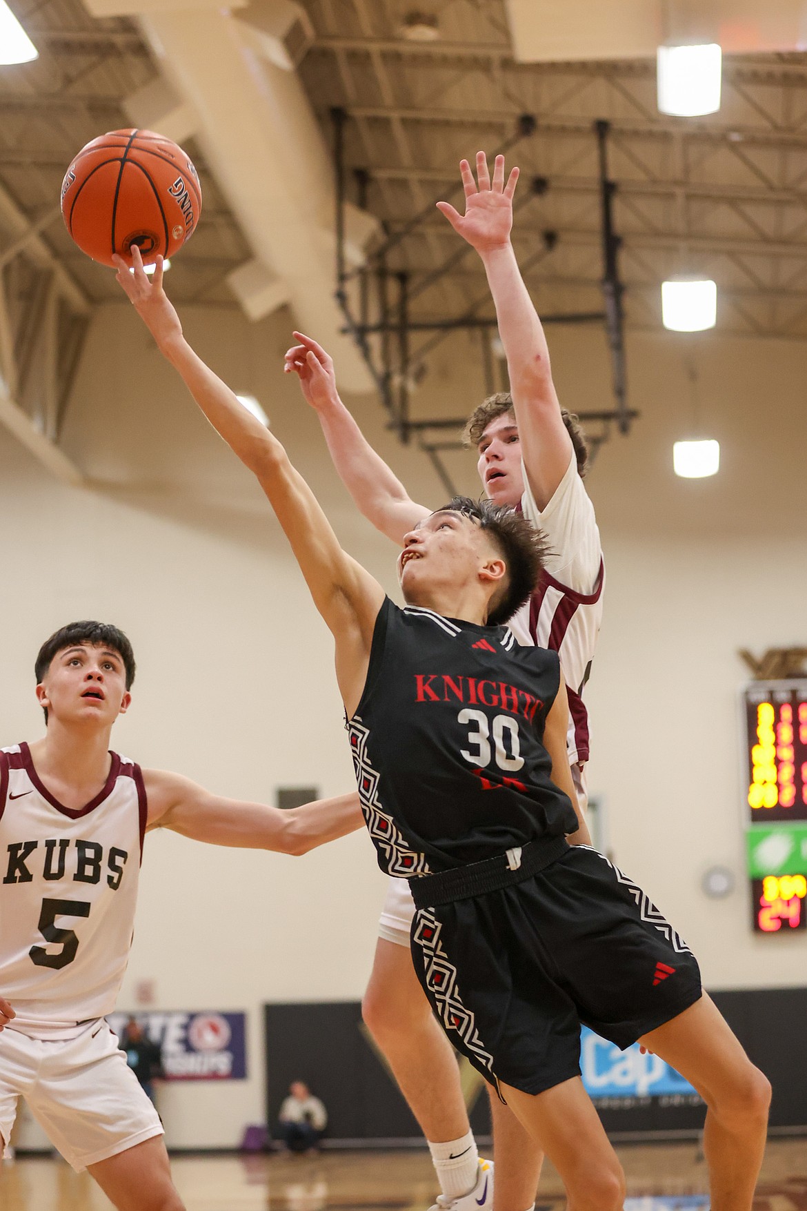 JASON DUCHOW PHOTOGRAPHY
Lakeside guard Preston SpottedHorse attempts to get to the basket during the second half of Friday's state 2A boys basketball semifinal game against Kamiah at Vallivue High in Caldwell.