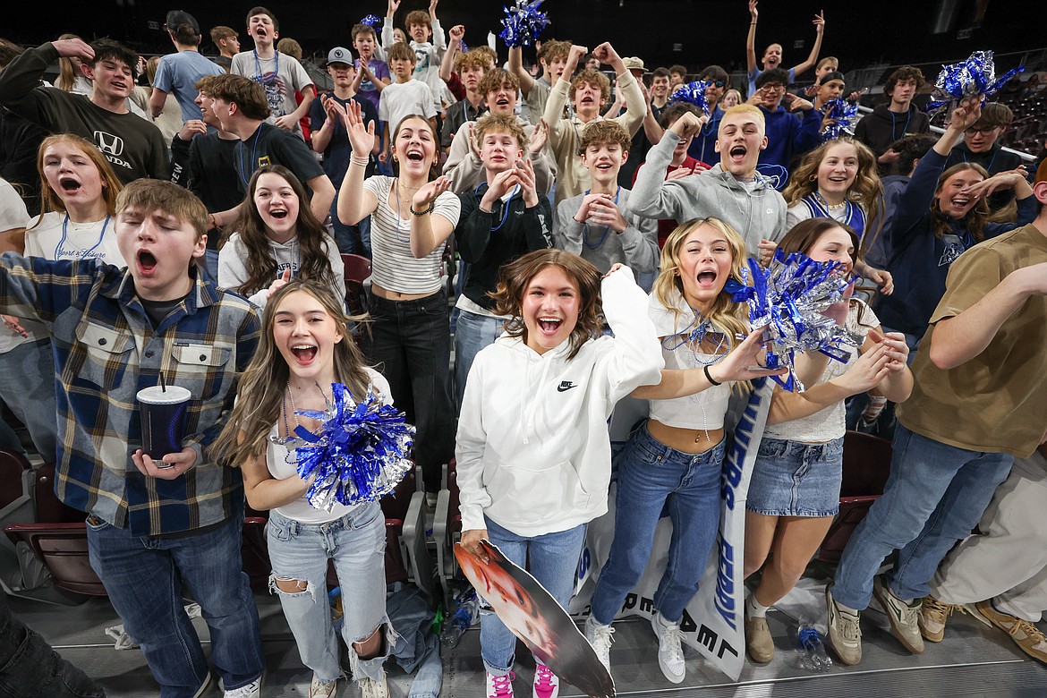 The Bonners Ferry High student section cheers loudly and proudly during Saturday's 4A State Championship match held at the Ford Idaho Center in Nampa.