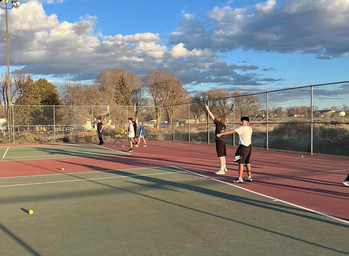 The Soap Lake boys' and girls' tennis teams began practice at the beginning of March. Head Coach Lee Leavell said the team is bigger than it was last year with around 16 or 17 students competing.