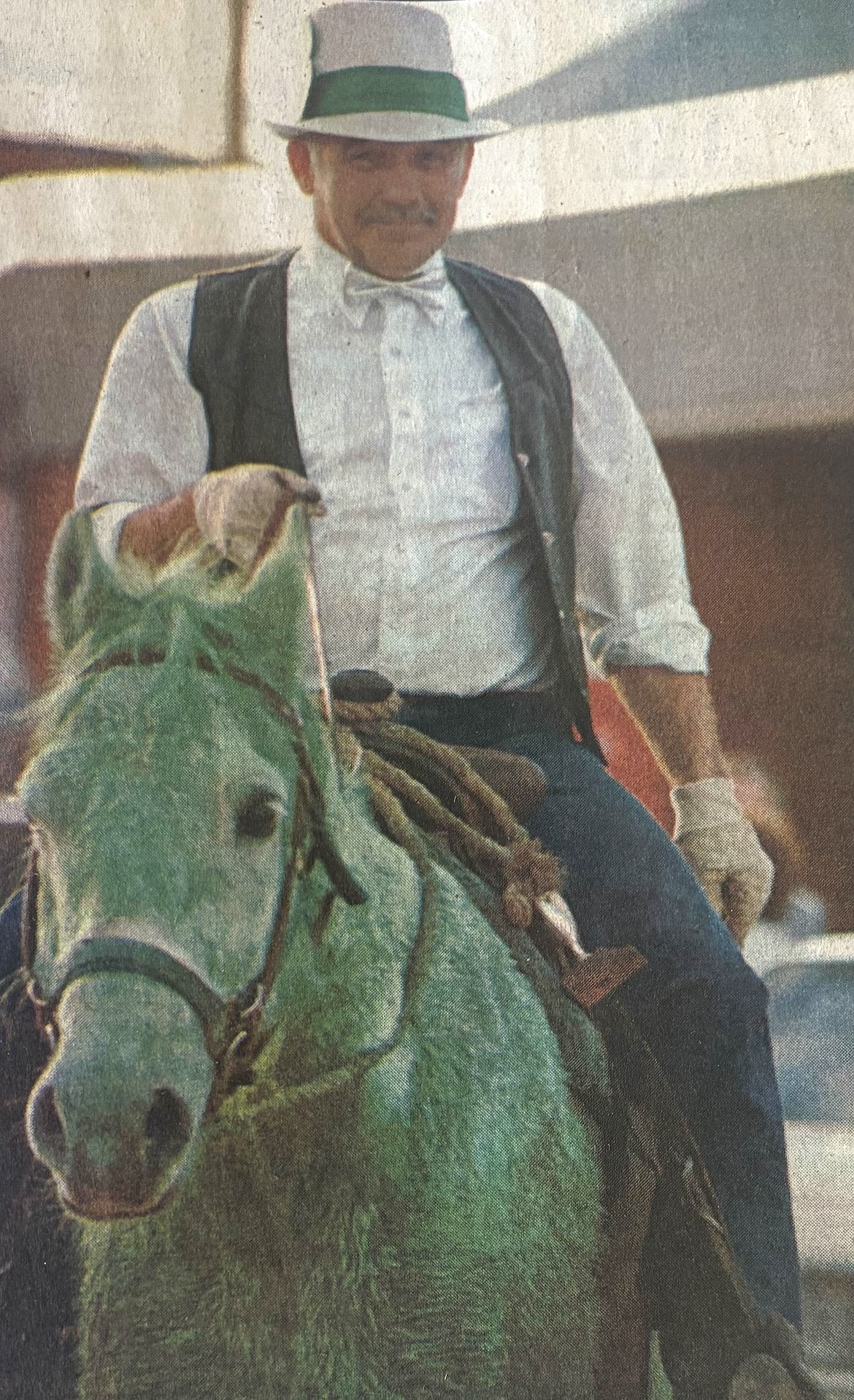 Dennis Palmer and his colorful pony were among the entries in the 1997 St. Patrick's Day parade in Ronan. Named Best Irishman was John Sullivan, while the Pioneer Days gang took Best of Parade honors. (Dixie Miller/Leader)