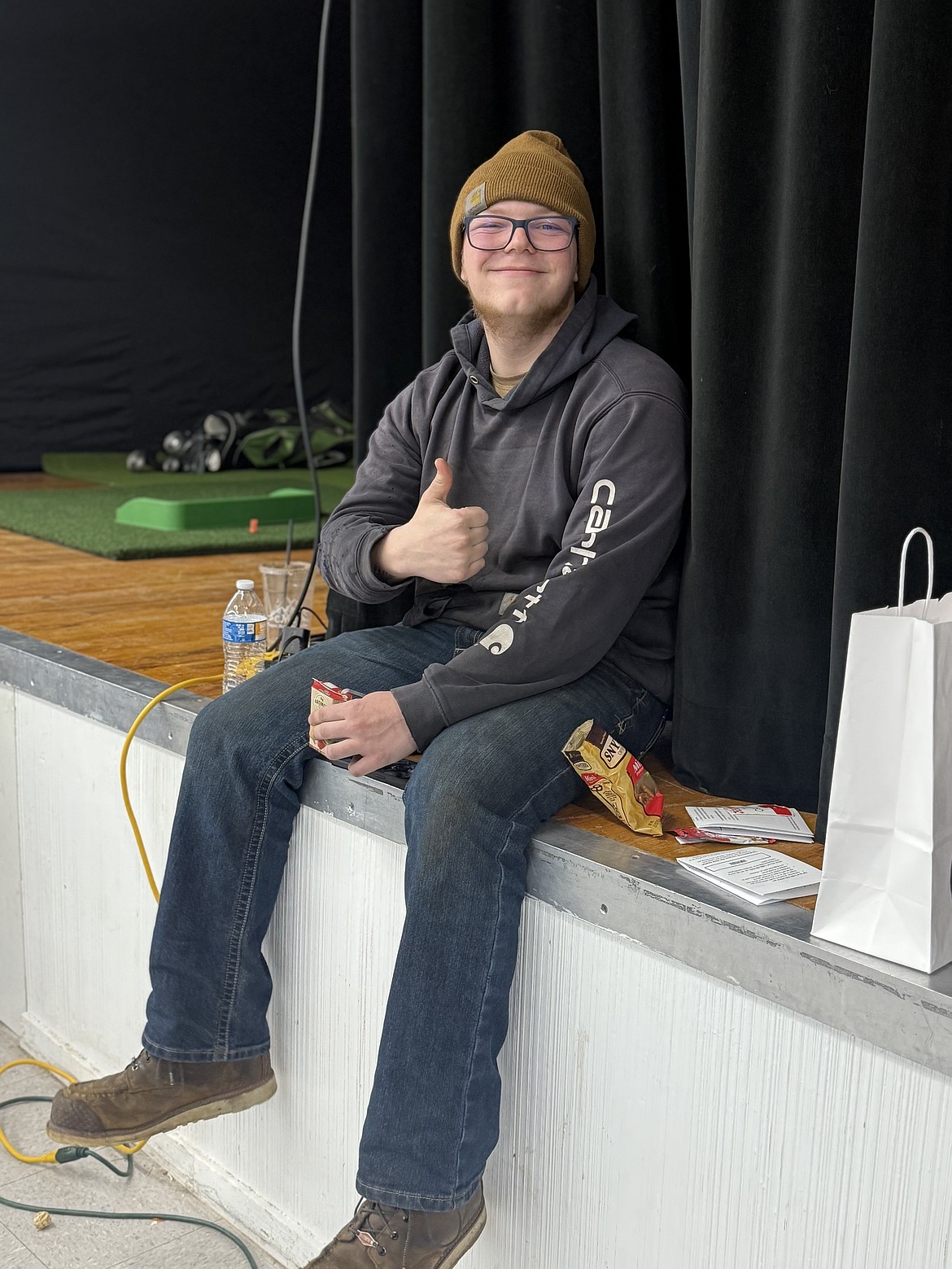 Anthony Dodd enjoys some snacks after donating blood last Wednesday in the Superior Multi-Purpose Room. The Pep Club has taken on the responsibility of organizing the Red Cross Blood Drives with the next one on May 8. (photo provided)