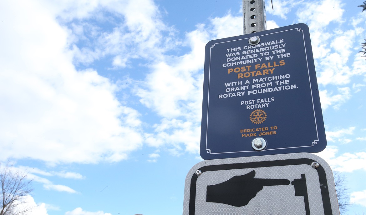 A crosswalk at Stagecoach Drive and Poleline Avenue in Post Falls has been dedicated by Post Falls Rotary to the late Mark Jones, who dedicated much of his life to his work with students and other aspects of his community. Jones died in 2024 at age 55.