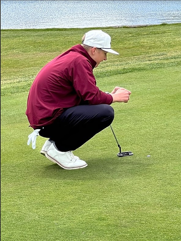 Moses Lake High School's Quintin Whittall, shown here while participating in a 2022 golf meet when he was a freshman, is back on the course again this year. Wittall and his teammates took first at a tourney in Yakima Monday.