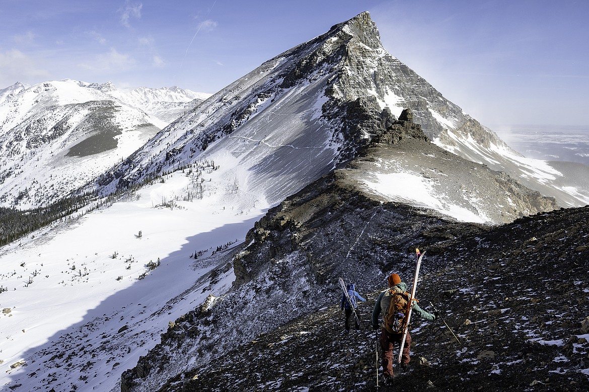 Adam Clark and Adam Cazell traverse a shale field while en route to Summit Mountain. Seth Anderson Photo.