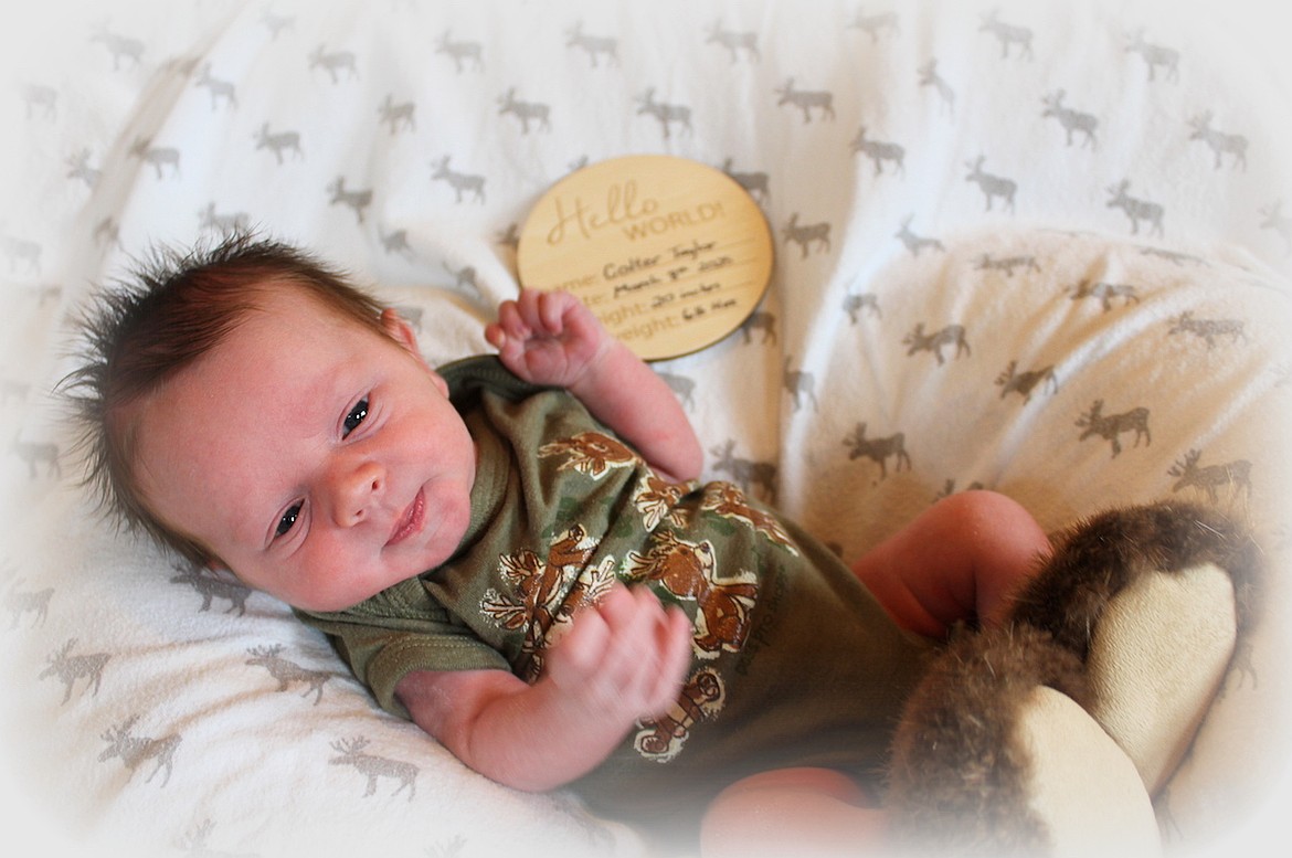 Tony and Jessica Knapp, and big brother, Bridger announce the birth of their son, and brother, Colter Taylor Knapp, at 5:28 a.m. March 8, 2025 at Cabinet Peaks Medical Center, Libby, Montana by Dr. Williams. Colter was 20 inches and weighed six pounds, 14 ounces. (Courtesy photo)