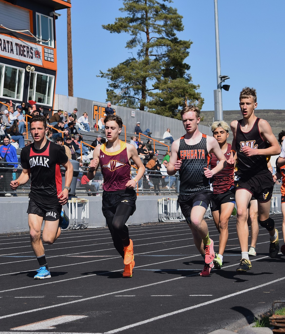 The boys 1600-meter race resulted in five Columbia Basin runners placing in the top 10. Alejandro Birrueta of Quincy placed second. Caleb Fitts of Ephrata placed fourth. Alejandro Mendoza of Othello placed fifth. Anthony Tindal of Ephrata placed sixth and Daniel Gonzales of Othello placed ninth.
