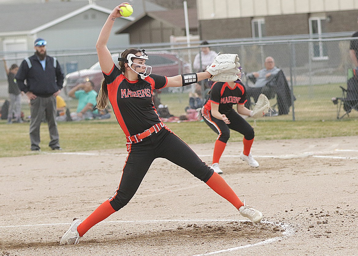 Ronan's Kaydnce Santos delivers from the circle during last week's abbreviated game against Polson. (Bob Gunderson photo)