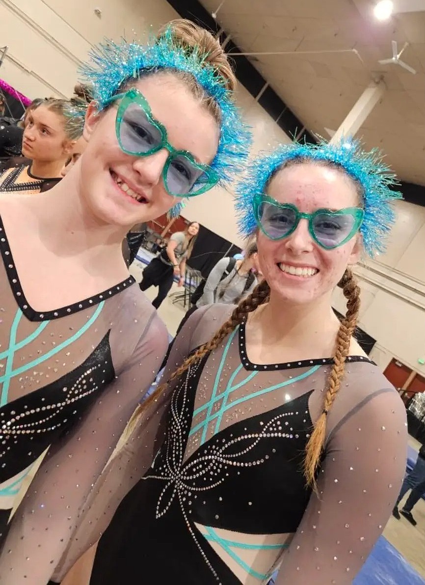 Courtesy photo
Technique Gymnastics Level 9s at the state championships in Boise. From left: Madeleine Hoare, 2nd Place Vault, 6th Place Bars, 2nd Place Beam, 6th Place Floor, 6th Place All Around; and Naomi Fritts, 5th Place Bars.