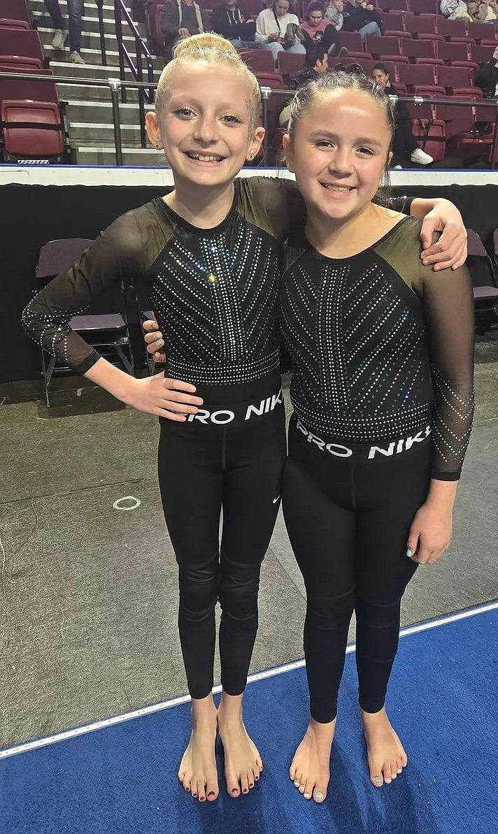 Courtesy photo
Technique Gymnastics Xcel Golds (middle) at the state championships in Boise: From left: Adelyn Ethridge, 1st Place Beam, 4th All Around; Rowyn Black Eagle-Seres: 4th Place Bars, 2nd Place Beam, 5th Place All Around.