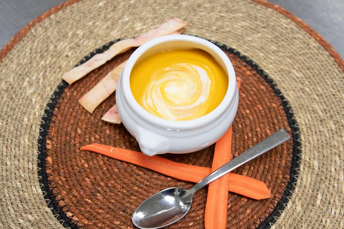 Carrot ginger soup is one of the items on the menu at Flathead Valley Community College’s pop-up restaurant Root & Rye.