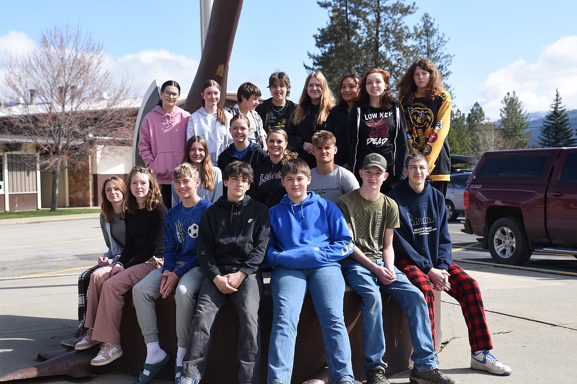 The Libby Middle High School newspaper team gathered for a photo recently. A community effort has allowed the school to continue printing the monthly publication. (Scott Shindledecker/The Western News)