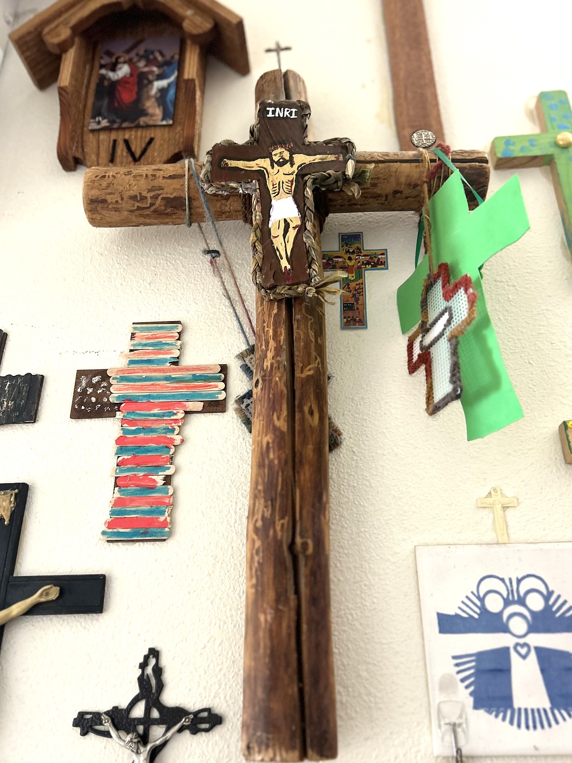 Crosses decorate the wall in the Cove of Crosses.