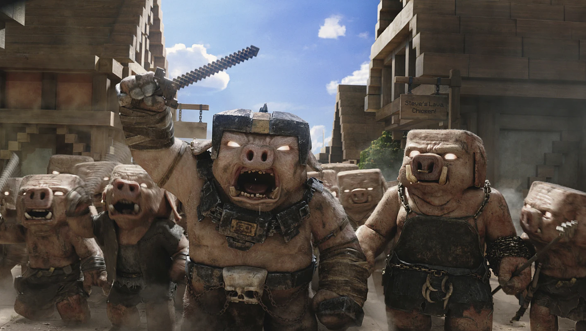 This image released by Warner Bros. Pictures shows a scene from "A Minecraft Movie."