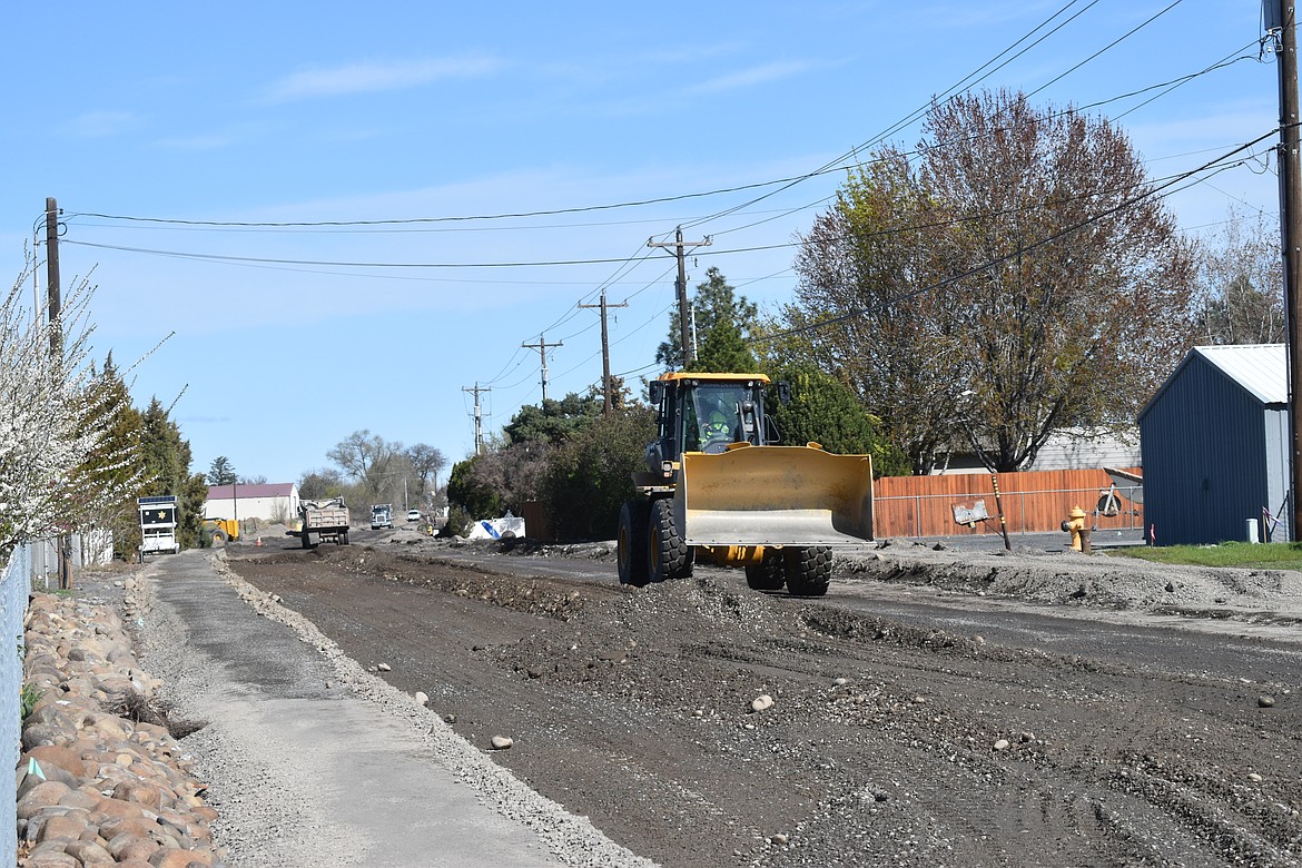 Crews are building roadbed and excavating for sidewalks on Westshore Drive near Moses Lake.