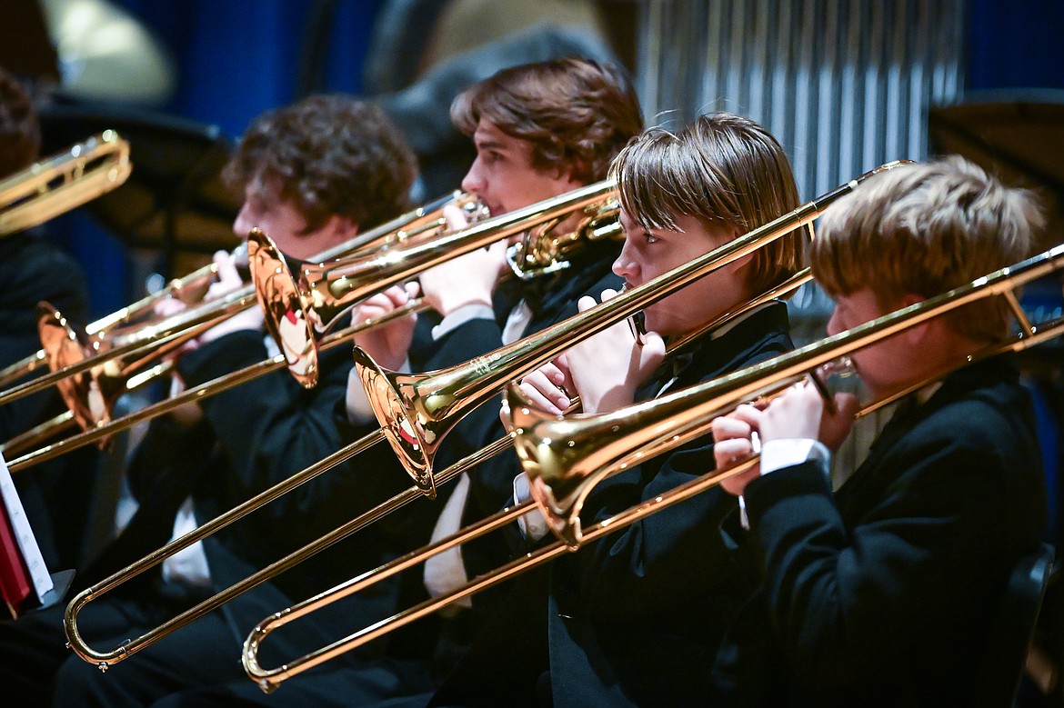 Freshman members of the Glacier Varsity Band perform at the District Music Festival held at Glacier High School on Friday, April 11. (Casey Kreider/Daily Inter Lake)