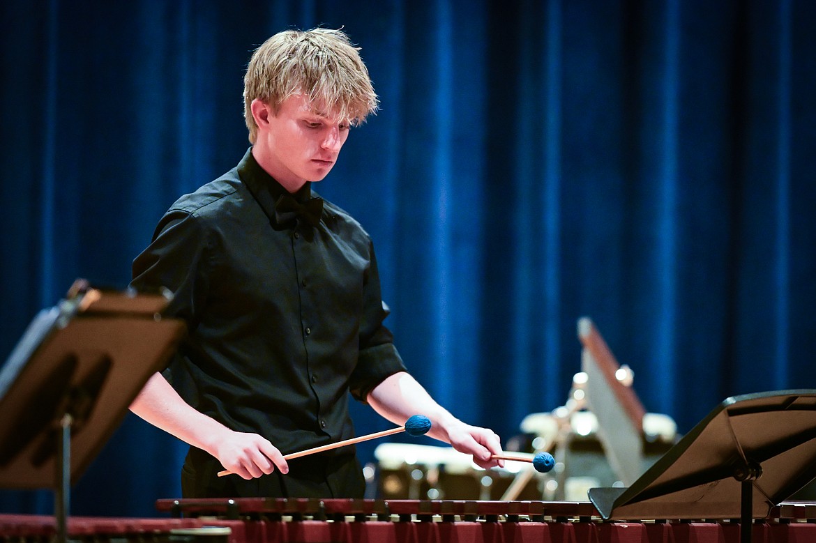 Freshman and sophomore members of the Flathead Concert Band perform at the District Music Festival held at Glacier High School on Friday, April 11. (Casey Kreider/Daily Inter Lake)